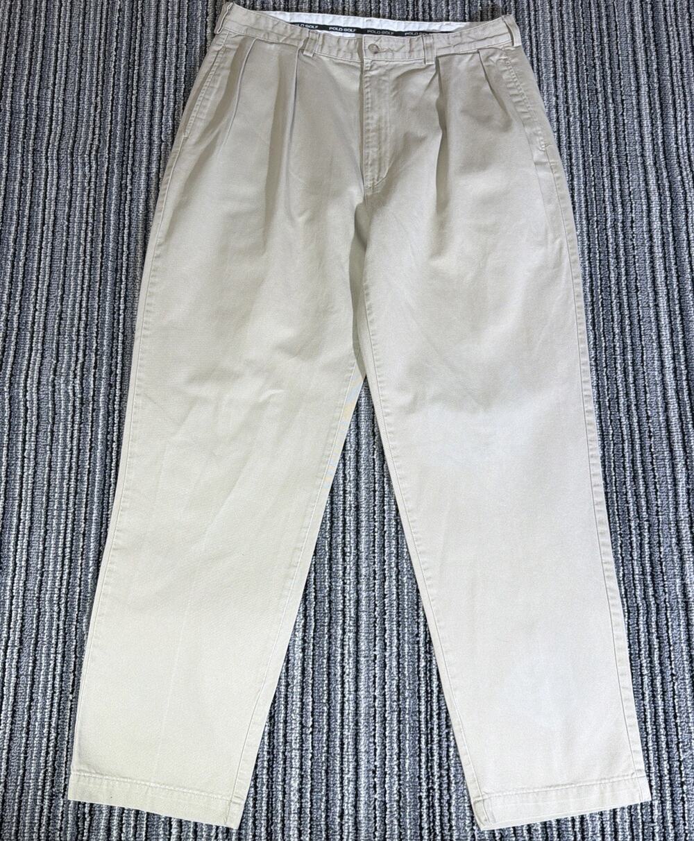Vintage Polo Ralph Lauren Golf Pants Mens 36x32 Pleated Chino Made in USA